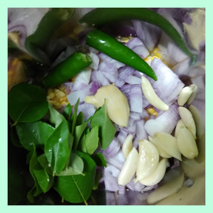 grinding-prawn-vadai-mix-base-adding-curry-leaves