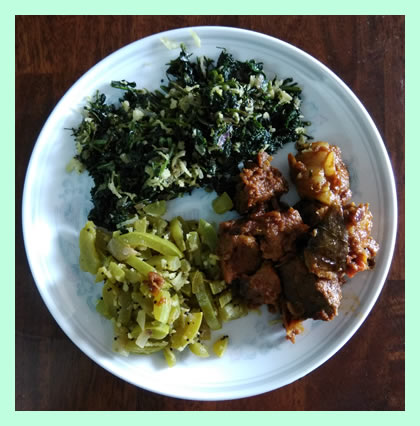 side-dish-mutton-fry-keerai-poriyal-pudalangai-poriyal